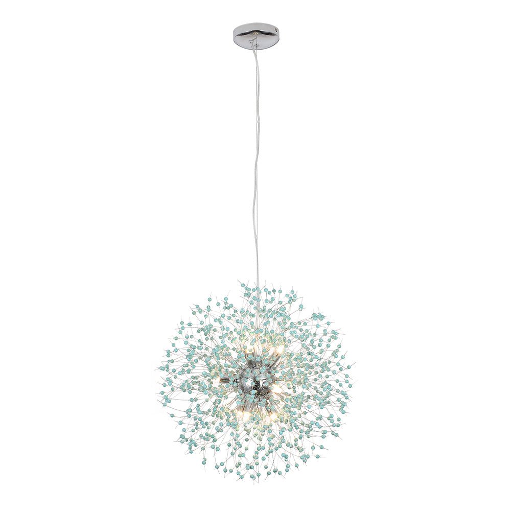 Lampadario Fuochi D'Artificio Dente di Leone Blu a 9 Luci