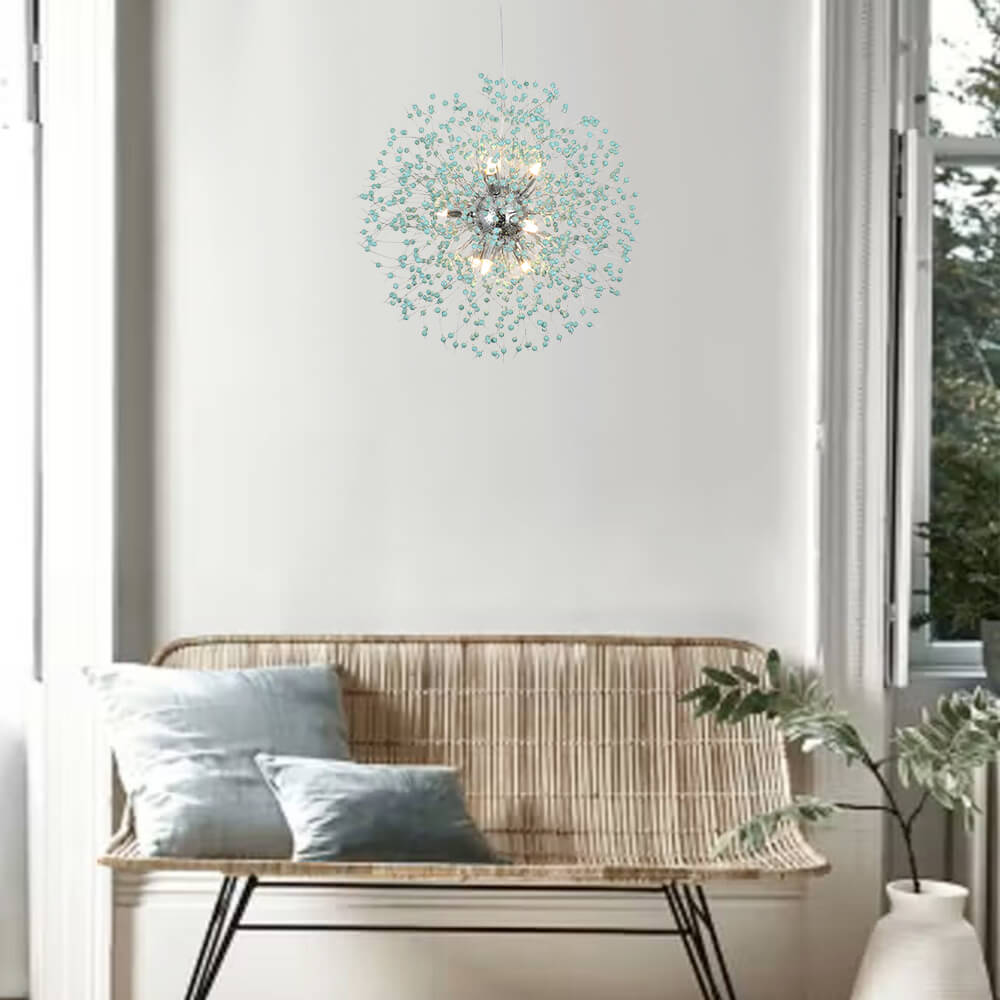 Lampadario Fuochi D'Artificio Dente di Leone Blu a 9 Luci