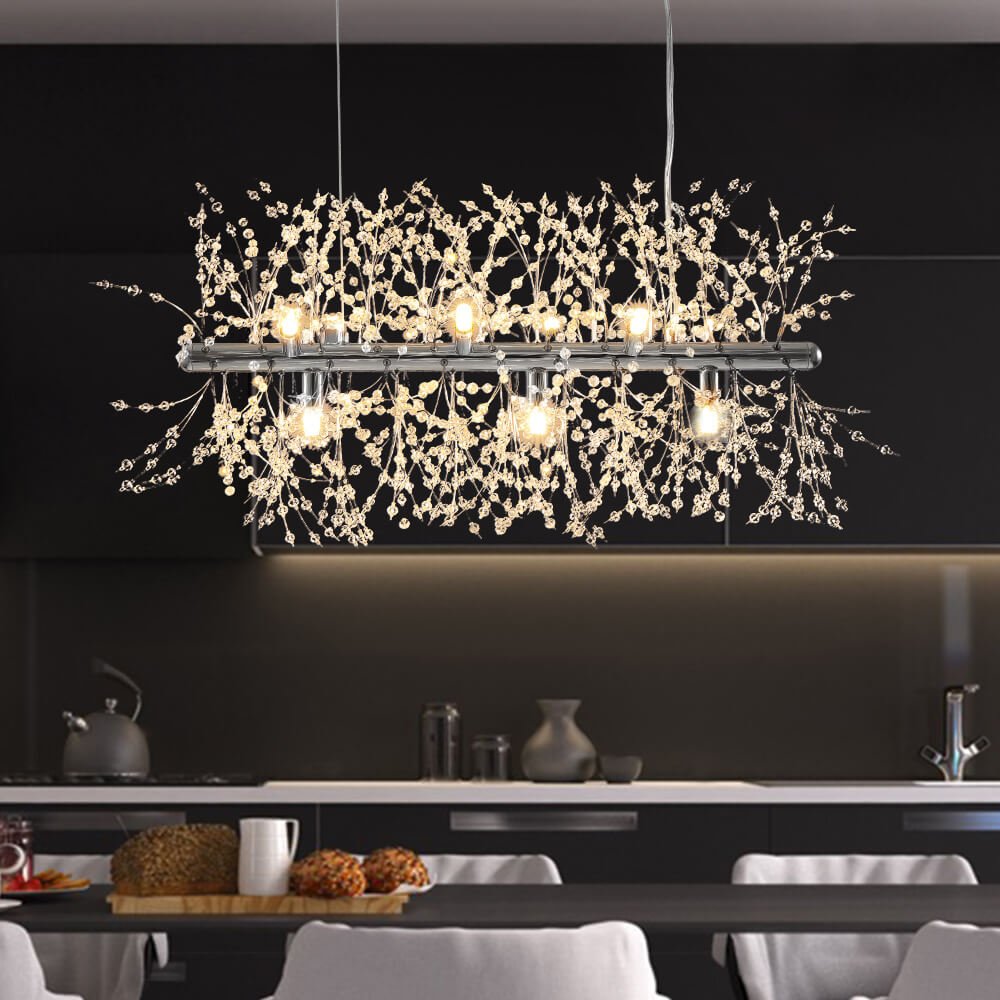 Lampadario Moderno Lineare in Cristallo a 9 Luci