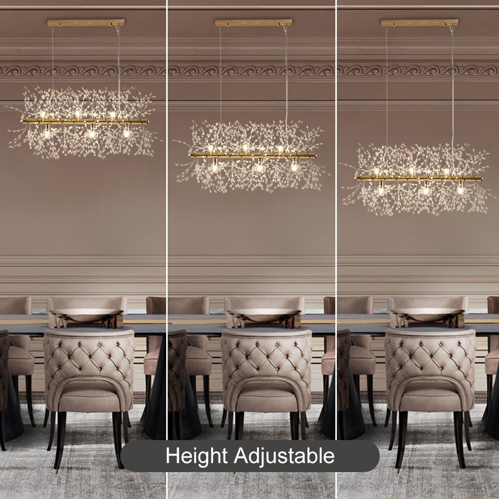 Lampadario Moderno Lineare in Cristallo a 9 Luci