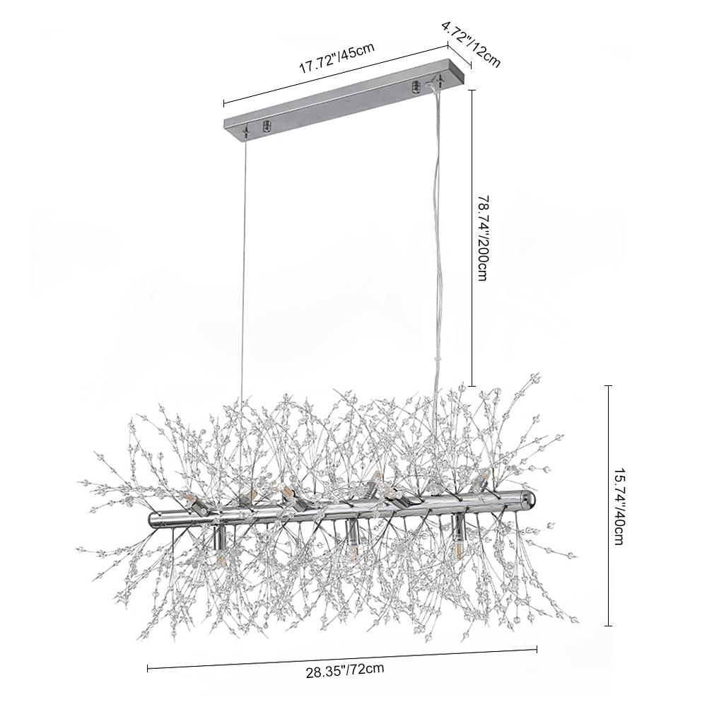 Lampadario Moderno Lineare in Cristallo a 9 Luci