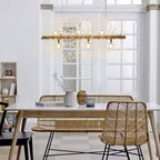 Lampadario Moderno Lineare in Cristallo a 9 Luci