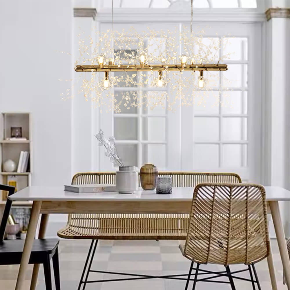Lampadario Moderno Lineare in Cristallo a 9 Luci