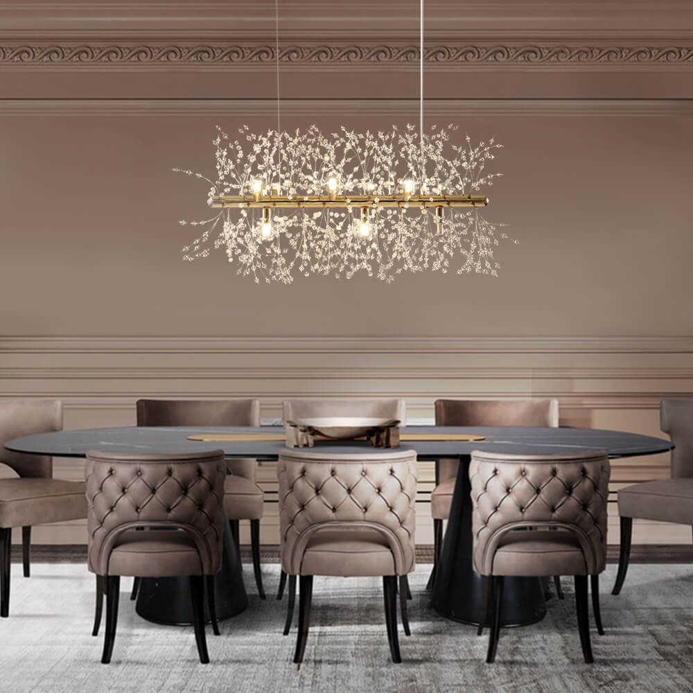 Lampadario Moderno Lineare in Cristallo a 9 Luci