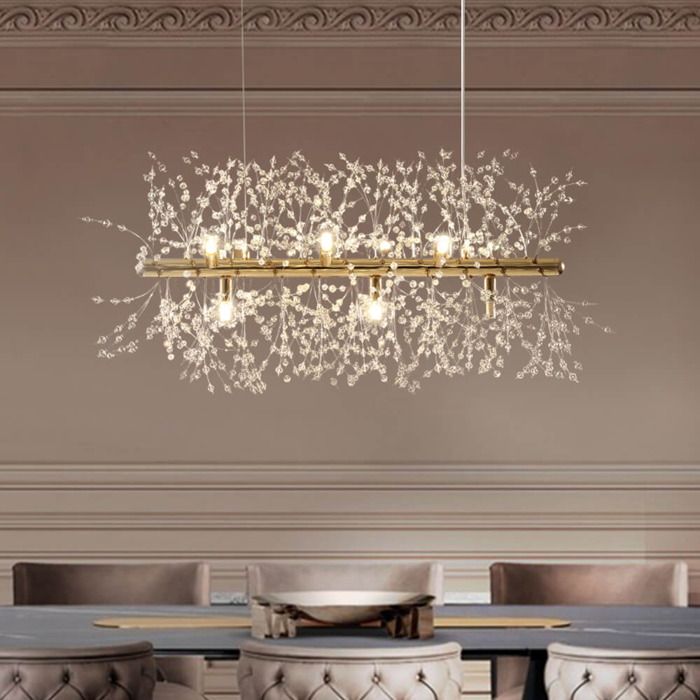 Lampadario Moderno Lineare in Cristallo a 9 Luci