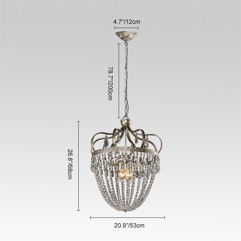 Lampadario in Cristallo di Vetro Anticato a 5 Luci