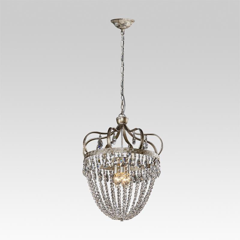 Lampadario in Cristallo di Vetro Anticato a 5 Luci