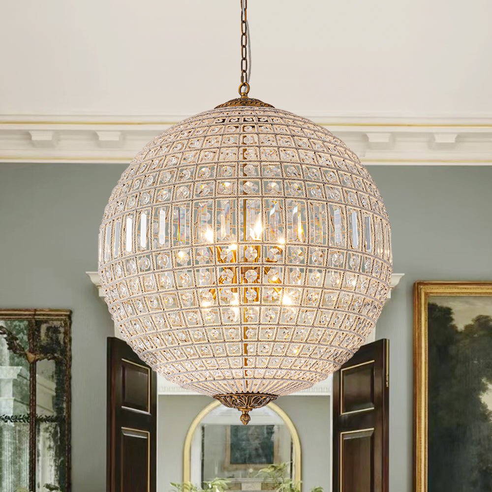 Lampadario in Cristallo Anticato a Globo