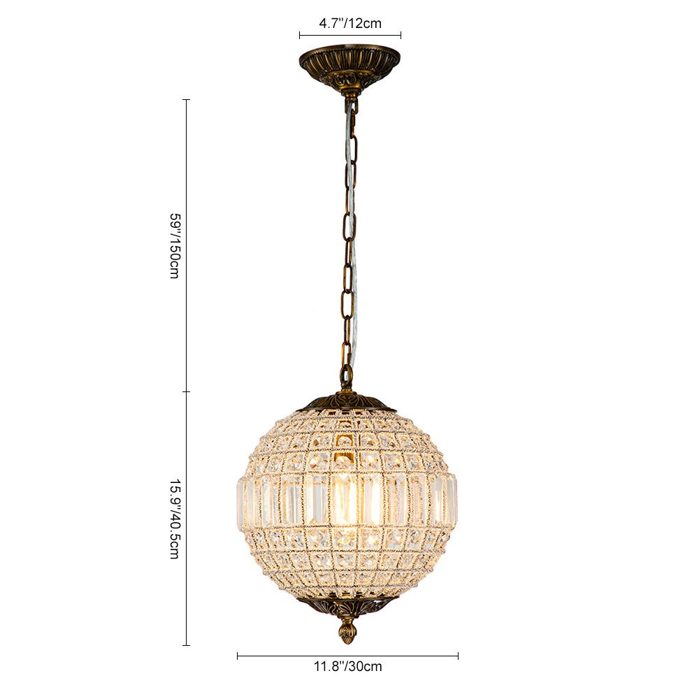 Lampadario in Cristallo Anticato a Globo