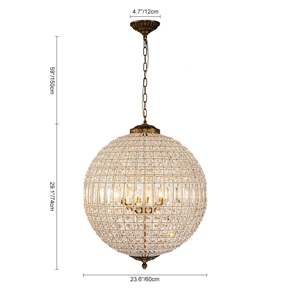 Lampadario in Cristallo Anticato a Globo