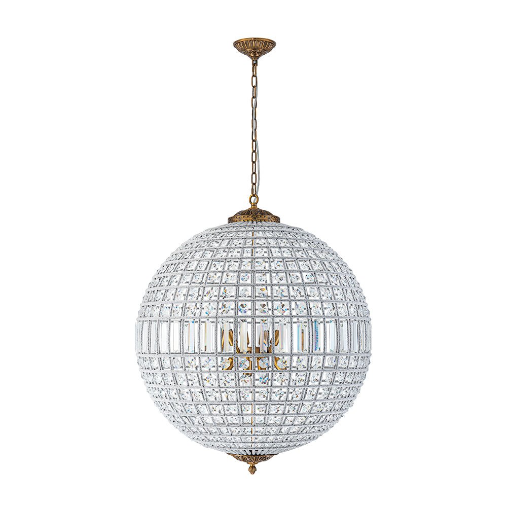 Lampadario in Cristallo Anticato a Globo