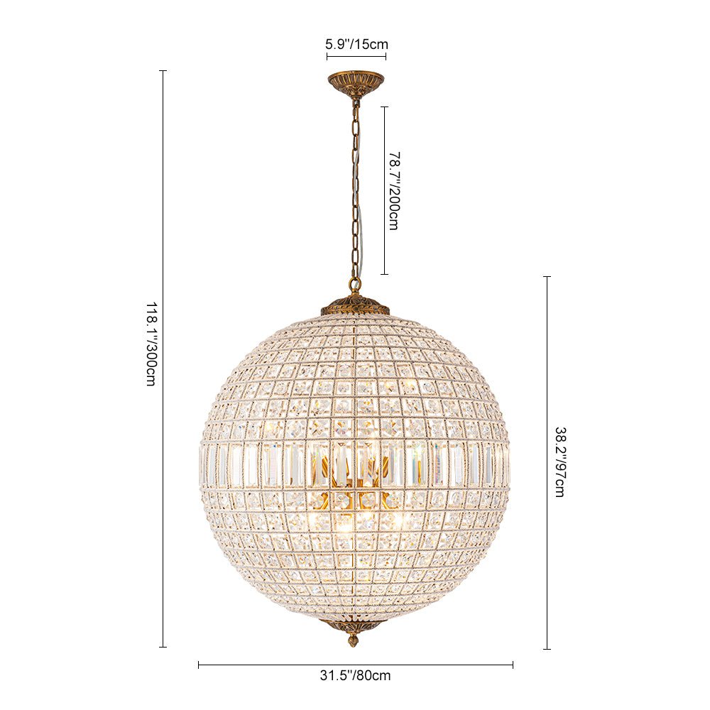 Lampadario in Cristallo Anticato a Globo