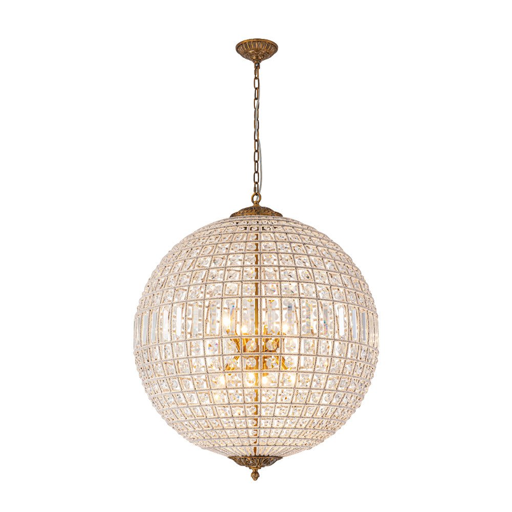 Lampadario in Cristallo Anticato a Globo