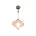 Lampada a sospensione in vetro satinato a forma di stella Art Deco con 1 luce