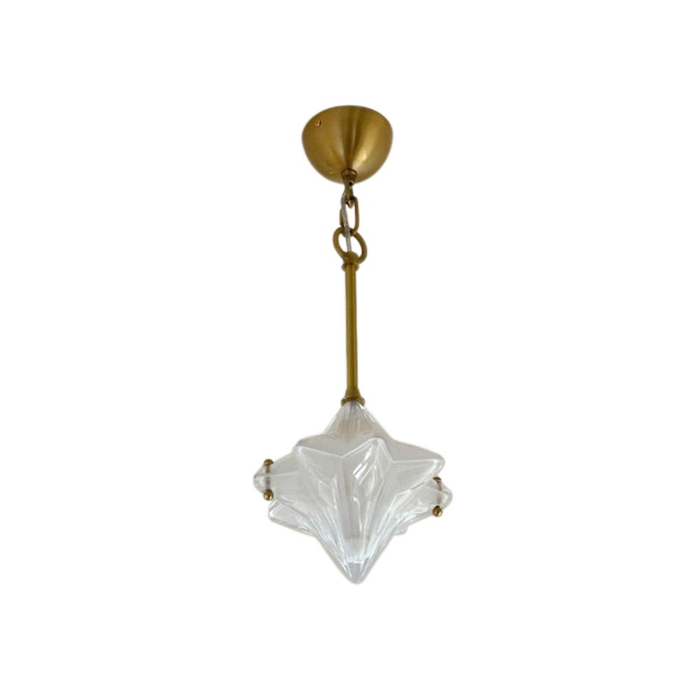Lampada a sospensione in vetro satinato a forma di stella Art Deco con 1 luce