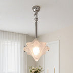 Lampada a sospensione in vetro satinato a forma di stella Art Deco con 1 luce