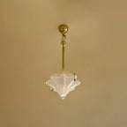 Lampada a sospensione in vetro satinato a forma di stella Art Deco con 1 luce