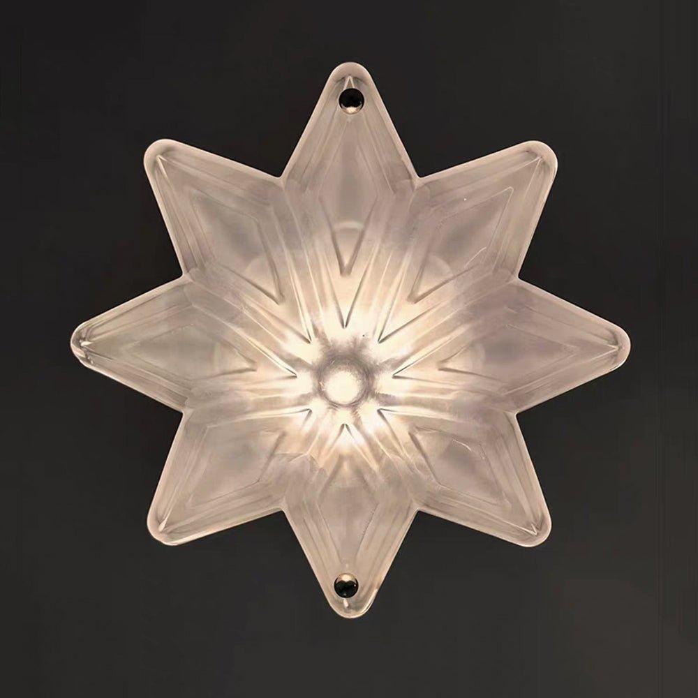 Lampada a sospensione in vetro satinato a forma di stella Art Deco con 1 luce