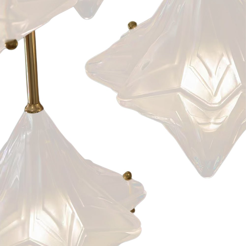 Lampada a sospensione in vetro satinato a forma di stella Art Deco con 1 luce
