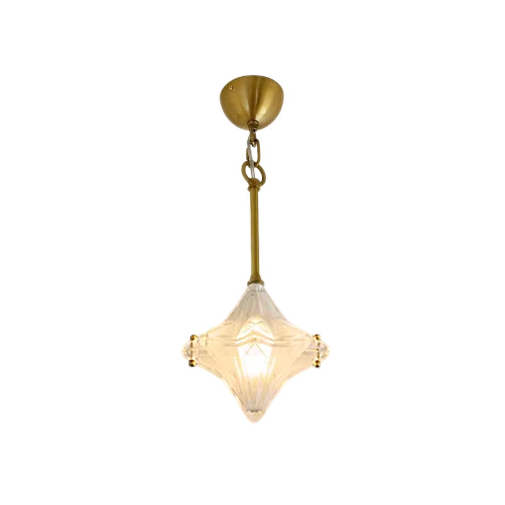 Lampada a sospensione in vetro satinato a forma di stella Art Deco con 1 luce