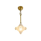 Lampada a sospensione in vetro satinato a forma di stella Art Deco con 1 luce