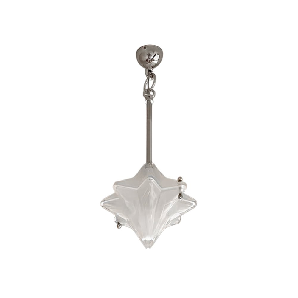 Lampada a sospensione in vetro satinato a forma di stella Art Deco con 1 luce