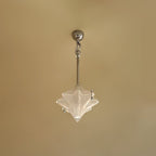Lampada a sospensione in vetro satinato a forma di stella Art Deco con 1 luce