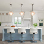 Lampada a sospensione in vetro satinato a forma di stella Art Deco con 1 luce