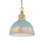 Lampadario Vintage a 1 Luce in Metallo Fatta a Mano con Paralume a Cupola
