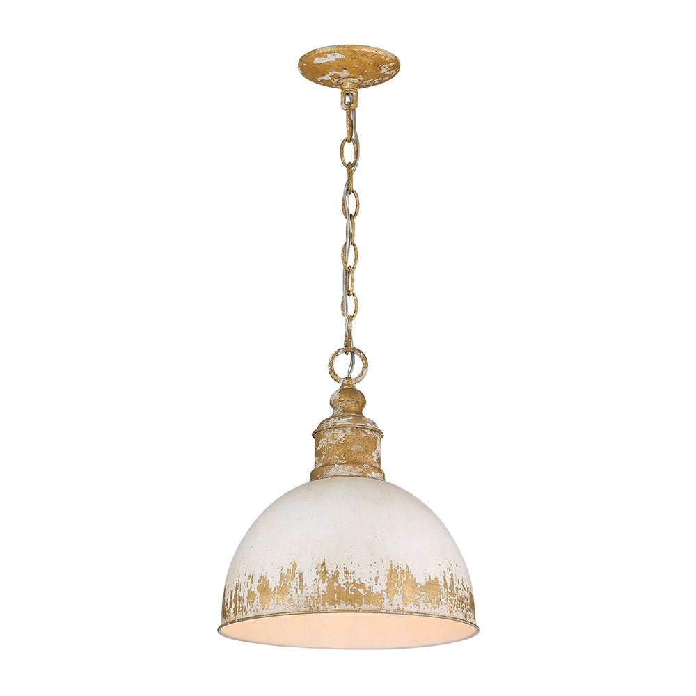 Lampadario Vintage a 1 Luce in Metallo Fatta a Mano con Paralume a Cupola