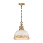 Lampadario Vintage a 1 Luce in Metallo Fatta a Mano con Paralume a Cupola