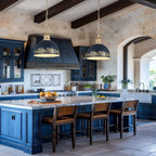 Lampadario Vintage a 1 Luce in Metallo Fatta a Mano con Paralume a Cupola
