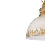 Lampadario Vintage a 1 Luce in Metallo Fatta a Mano con Paralume a Cupola