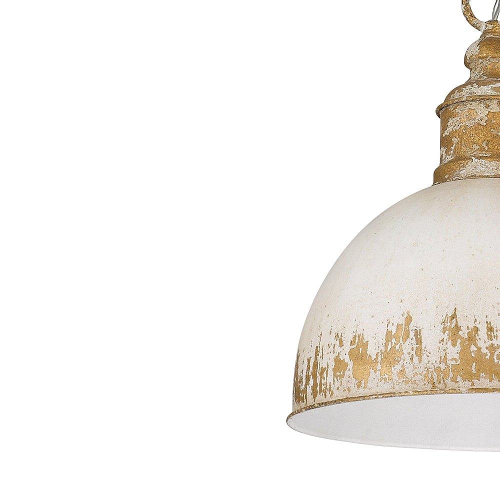 Lampadario Vintage a 1 Luce in Metallo Fatta a Mano con Paralume a Cupola