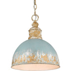 Lampadario Vintage a 1 Luce in Metallo Fatta a Mano con Paralume a Cupola