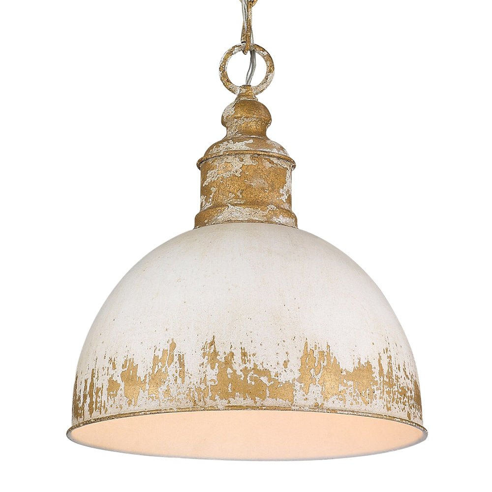 Lampadario Vintage a 1 Luce in Metallo Fatta a Mano con Paralume a Cupola