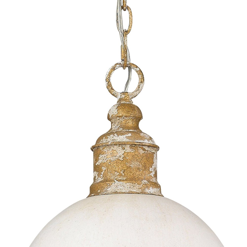 Lampadario Vintage a 1 Luce in Metallo Fatta a Mano con Paralume a Cupola