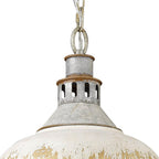 Luce a Sospensione Domale Artigianale in Pittura a Mano con Bordo Larghezza 1 Luce
