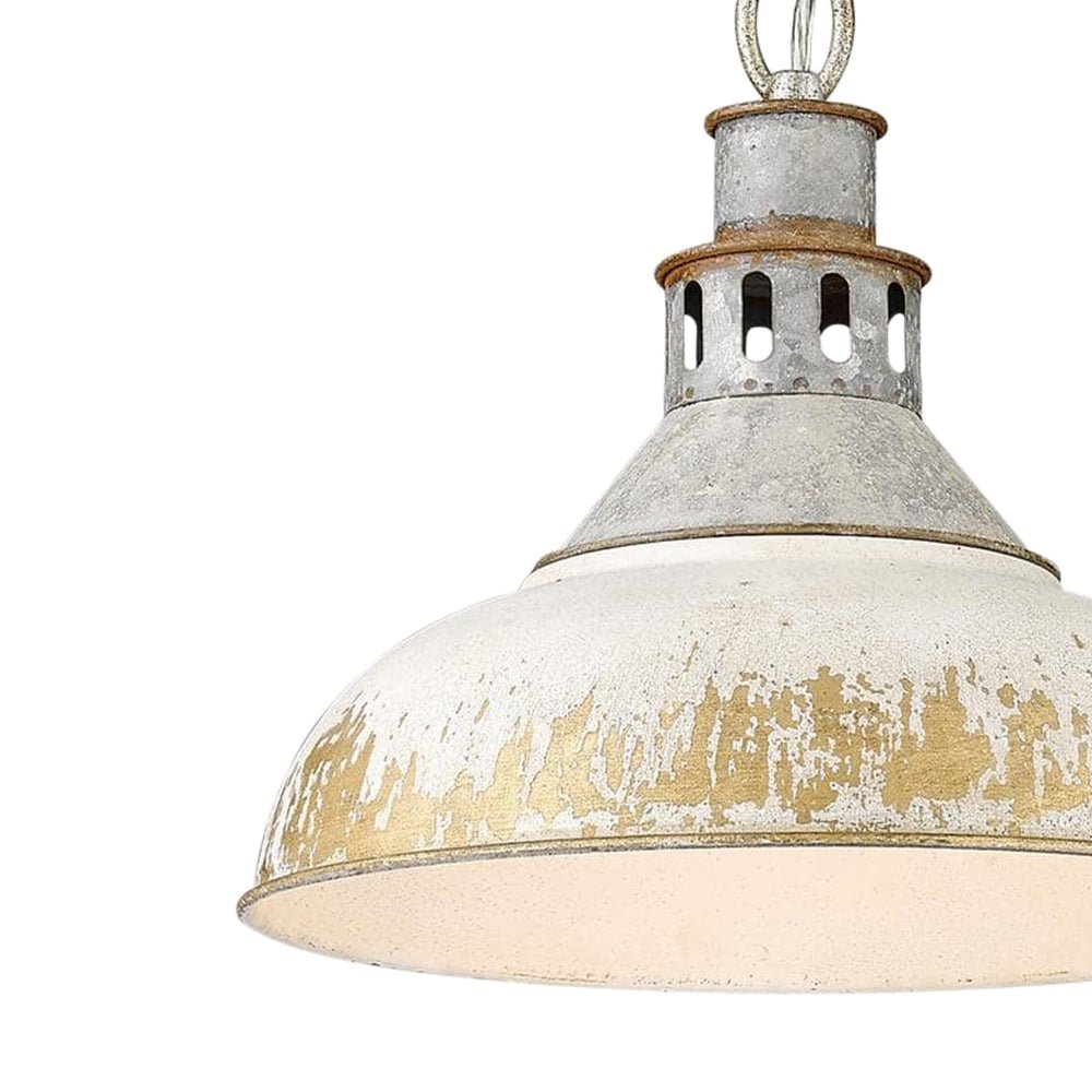 Luce a Sospensione Domale Artigianale in Pittura a Mano con Bordo Larghezza 1 Luce