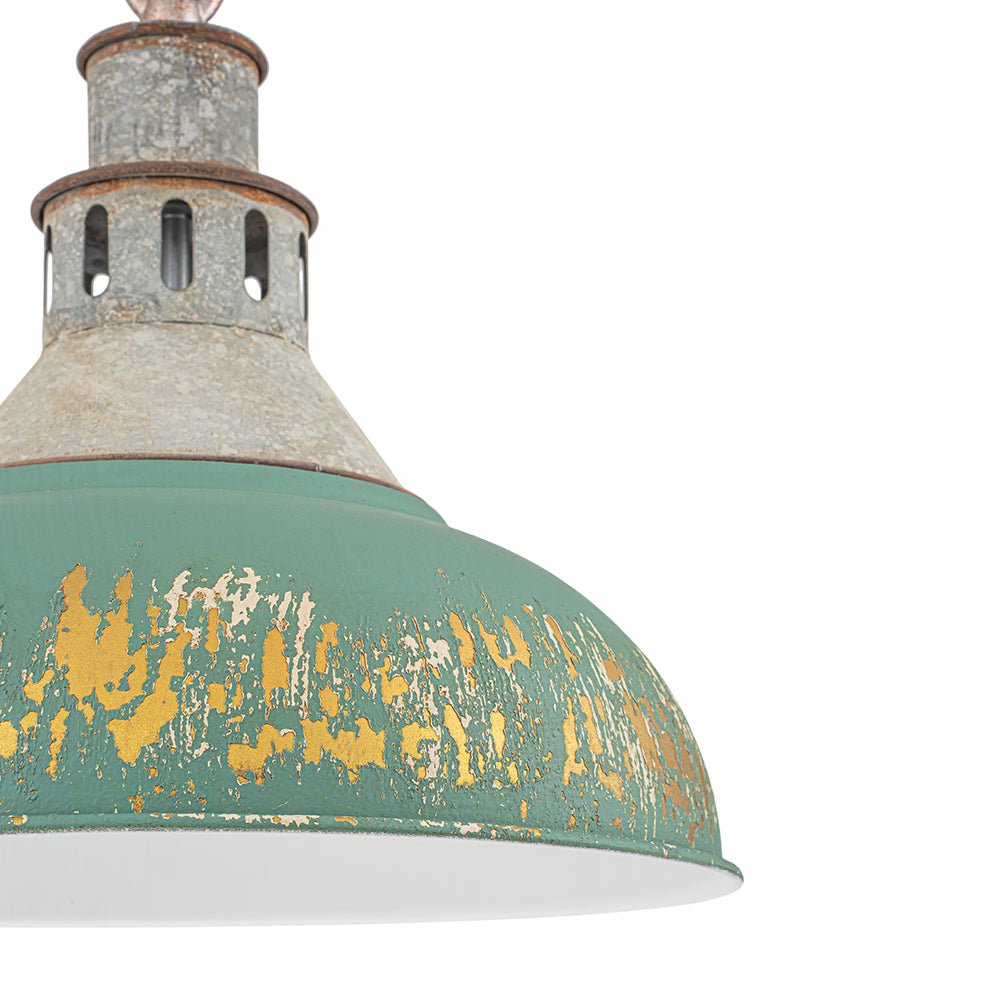 Luce a Sospensione Domale Artigianale in Pittura a Mano con Bordo Larghezza 1 Luce