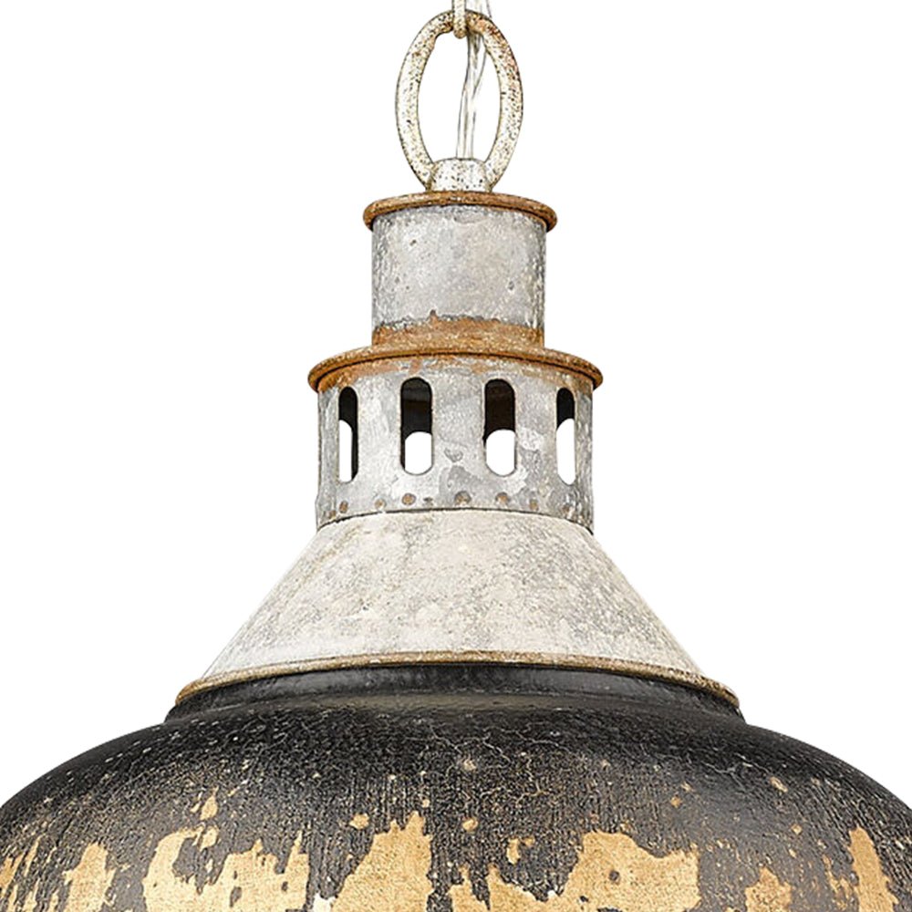 Luce a Sospensione Domale Artigianale in Pittura a Mano con Bordo Larghezza 1 Luce