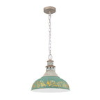 Luce a Sospensione Domale Artigianale in Pittura a Mano con Bordo Larghezza 1 Luce