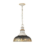 Luce a Sospensione Domale Artigianale in Pittura a Mano con Bordo Larghezza 1 Luce