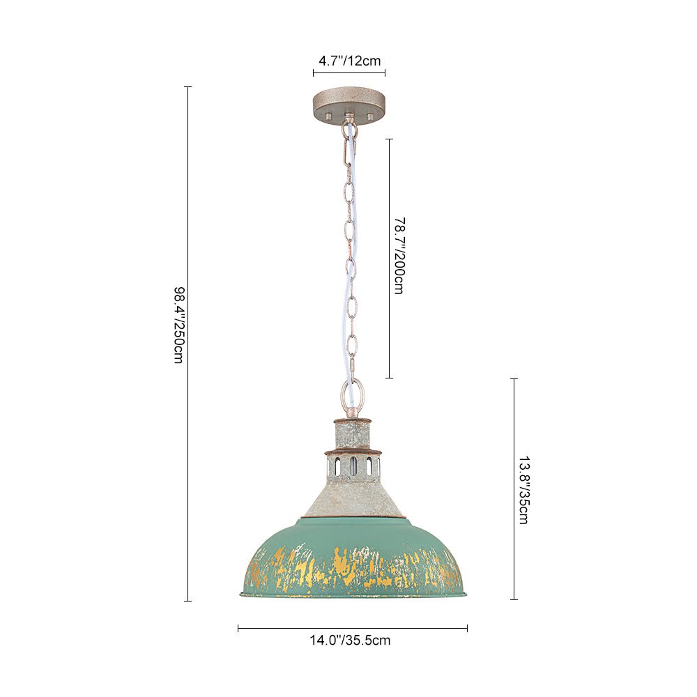 Luce a Sospensione Domale Artigianale in Pittura a Mano con Bordo Larghezza 1 Luce