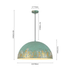 Lampada a sospensione singola a cupola in metallo vintage 1 luce, dipinta a mano e invecchiata