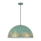 Lampada a sospensione singola a cupola in metallo vintage 1 luce, dipinta a mano e invecchiata