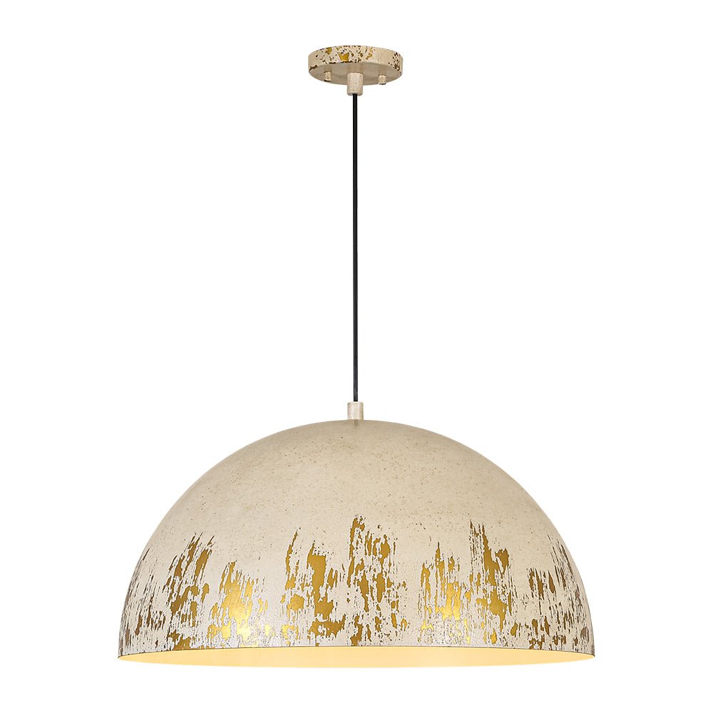 Lampada a sospensione singola a cupola in metallo vintage 1 luce, dipinta a mano e invecchiata
