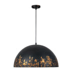 Lampada a sospensione singola a cupola in metallo vintage 1 luce, dipinta a mano e invecchiata