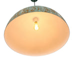 Lampada a sospensione singola a cupola in metallo vintage 1 luce, dipinta a mano e invecchiata