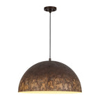 Lampada a sospensione singola a cupola in metallo vintage 1 luce, dipinta a mano e invecchiata